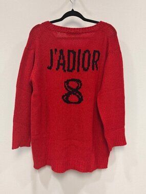 CHRISTIAN DIOR 100% cashmere red black J'Adior 8 oversized sweater FR34 XS